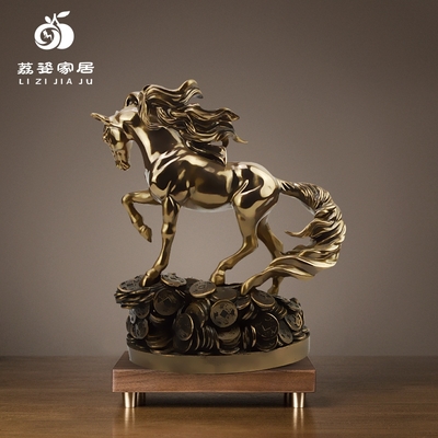 創(chuàng)新工藝，財富象征 鑄銅樹脂發(fā)財馬辦公室擺件